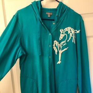Hoodie w/ artistic screen print horse front & back